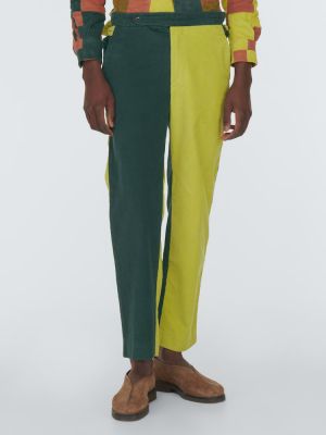 Pantaloni di velluto a coste di cotone Bode verde