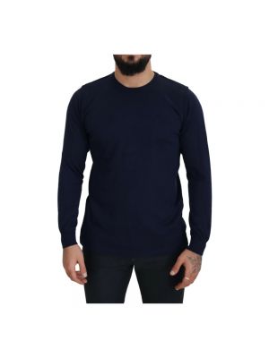 Sweter z okrągłym dekoltem Paolo Pecora niebieski