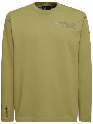 Kokvilnas t-krekls Moncler Grenoble zaļš