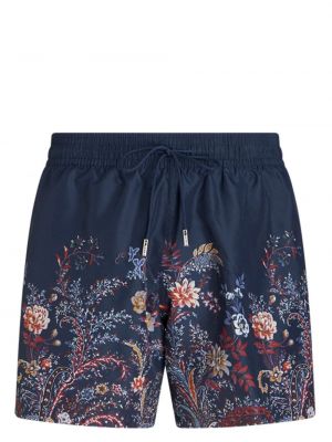 Kratke hlače s cvetličnim vzorcem s potiskom Etro modra