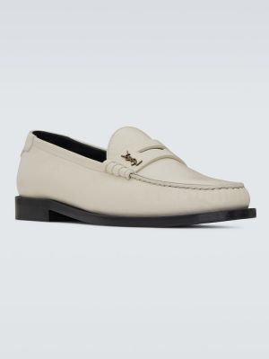 Loafers di pelle Saint Laurent bianco