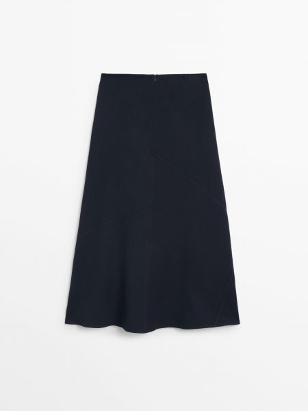 Хлопковая расклешенная юбка Massimo Dutti синяя