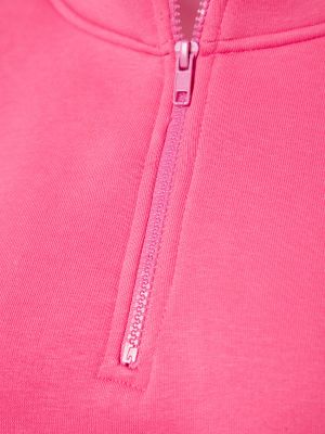 Megztas fliso džemperis su užtrauktuku su stovinčia apykakle Trendyol rožinė