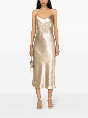 Satynowa sukienka koktajlowa Ralph Lauren Collection złota