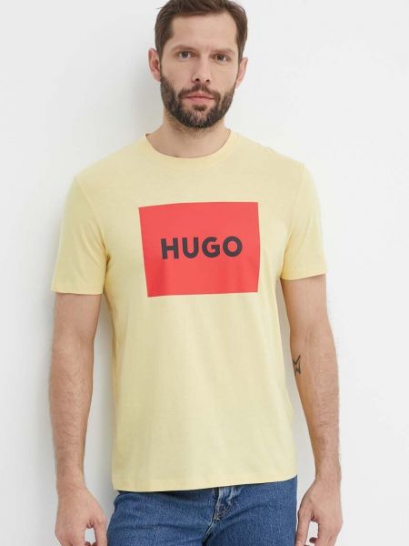 Koszulka z nadrukiem Hugo żółta
