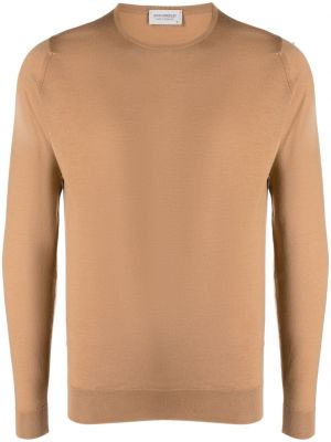 Sweter wełniany z wełny merino John Smedley brązowy