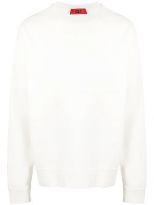 Sweatshirt mit stickerei aus baumwoll 424 weiß