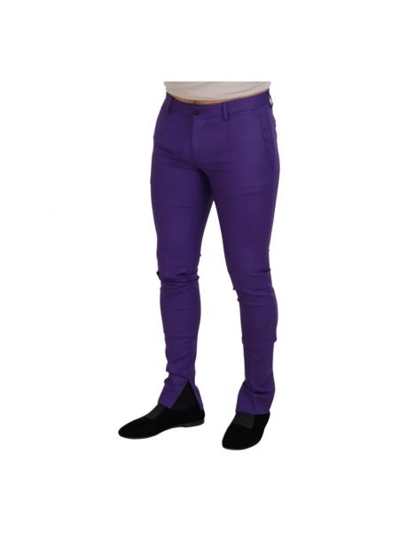 Pantalones de lana slim fit Dolce & Gabbana violeta