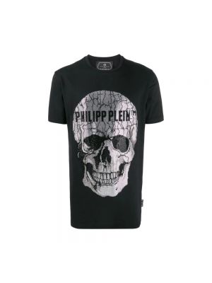 Czarna koszulka z nadrukiem z nadrukiem Philipp Plein