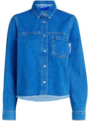 Памучна дънкова риза Karl Lagerfeld Jeans синьо