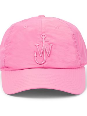 Haftowana czapka z daszkiem Jw Anderson różowa