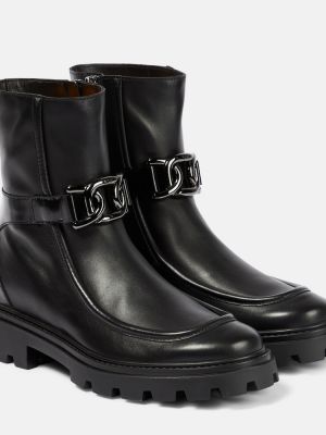 Ankle boots skórzane Tod's czarne