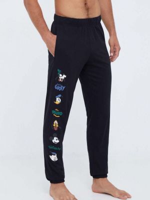 Spodnie sportowe bawełniane z nadrukiem United Colors Of Benetton czarne