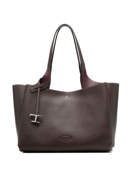 Lær shoppingbag Tod's brun