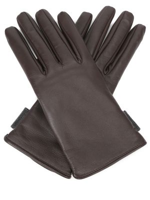 Кожаные перчатки Brunello Cucinelli коричневые