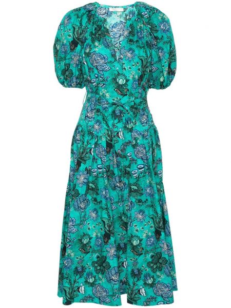 Dolga obleka s cvetličnim vzorcem s potiskom Ulla Johnson zelena