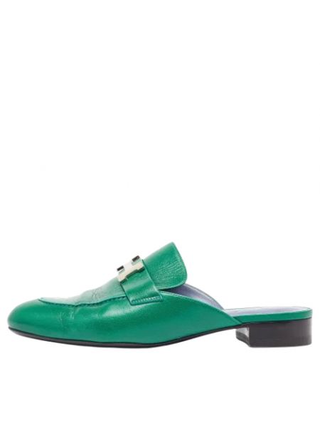 Sandały skórzane retro Hermès Vintage zielone