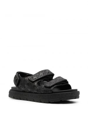 Slingback stepētas dabīgās ādas sandales Karl Lagerfeld melns