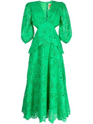Миди рокля с v-образно деколте Farm Rio зелено