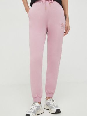 Spodnie sportowe bawełniane Pinko różowe
