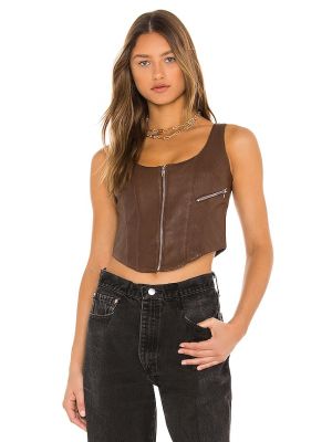 Кожаный бюстье Understated Leather, коричневый