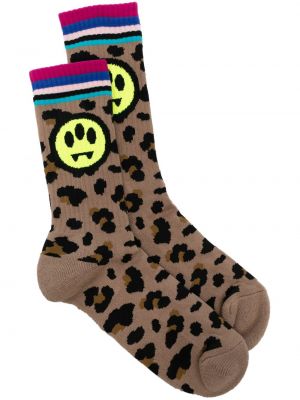 Ponožky s potlačou s leopardím vzorom Barrow hnedá