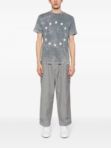 T-shirt en coton à imprimé à motif étoile Etudes gris