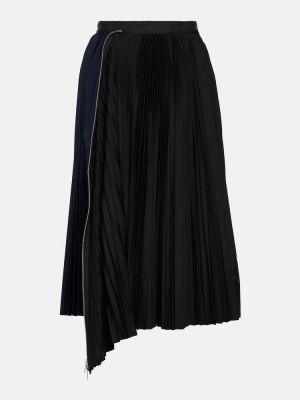 Plisovaná midi sukňa Sacai čierna
