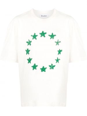 Zvaigznes kokvilnas t-krekls ar apdruku Etudes balts