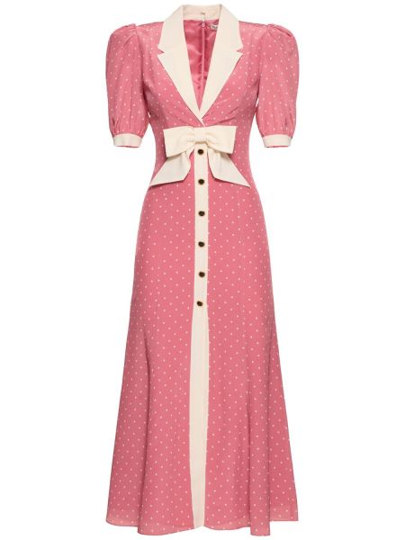 Trykt flekket silke dress Alessandra Rich rosa