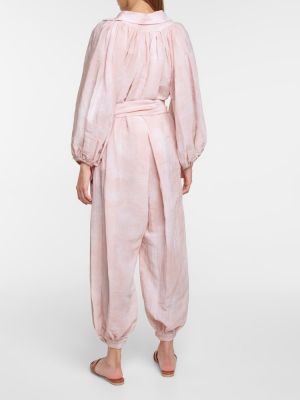 Βαμβακερή λινή ολόσωμη φόρμα Lisa Marie Fernandez ροζ