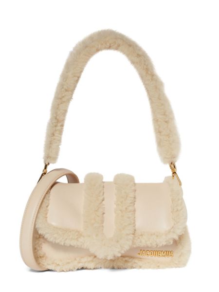 Bolsa de hombro de cuero Jacquemus beige