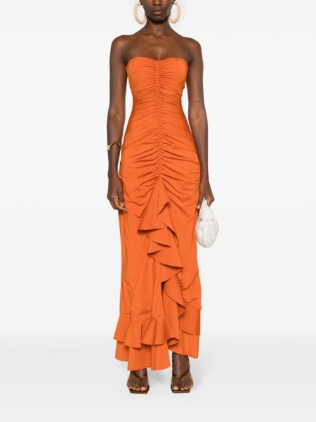 Drapované dlouhé šaty Maygel Coronel oranžové