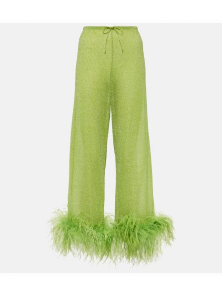 Pantaloni con piume Oséree verde
