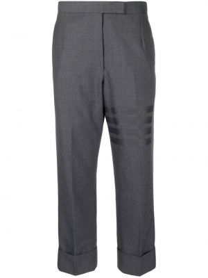Pruhované vlněné kalhoty Thom Browne šedé