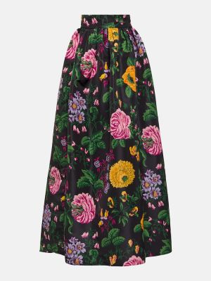 Kvetinová dlhá sukňa Carolina Herrera čierna