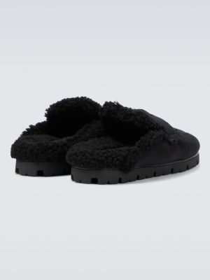 Semišové domáce papuče Prada čierna