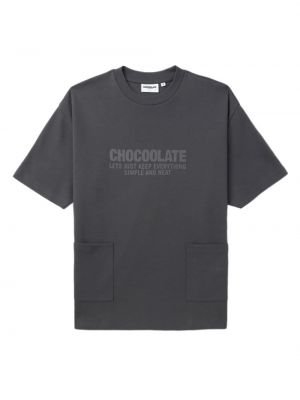 Bavlnené tričko s potlačou Chocoolate sivá
