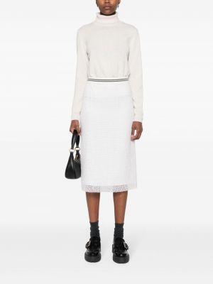 Pletené kašmírové pouzdrová sukně Brunello Cucinelli bílé
