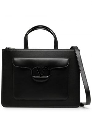 Kožená taška na notebook Valentino Garavani čierna