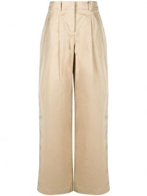 Rovné kalhoty na zip s páskem z polyesteru Ermanno Scervino - béžová