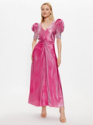 Коктейлна рокля с градиентным принтом Rotate розово