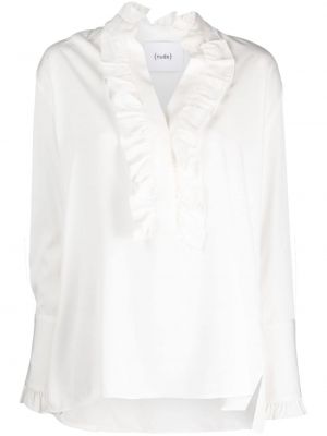 Блуза с v-образно деколте Nude бяло