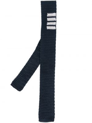 Pletená pruhovaná hedvábná kravata Thom Browne modrá