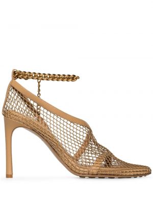 Sandále so sieťovinou Bottega Veneta zlatá