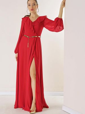Sukienka długa szyfonowa By Saygı czerwona