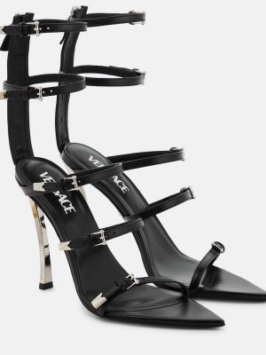 Kožené sandály Versace černé