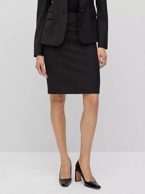Шерстяная приталенная юбка-карандаш Boss черная