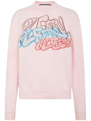 Sweatshirt mit stickerei aus baumwoll Philipp Plein pink