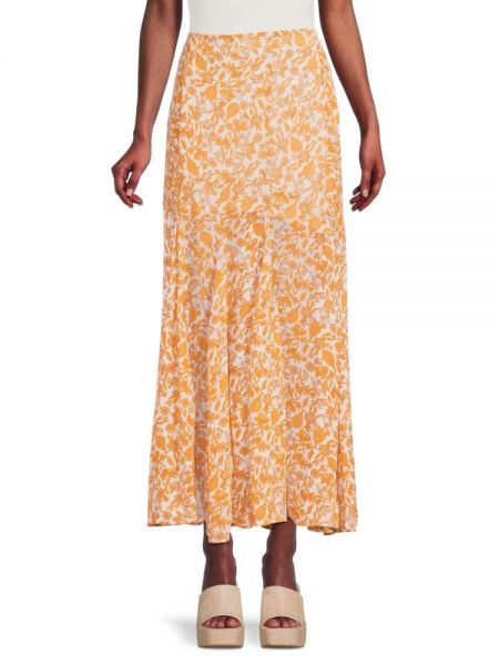 Длинная юбка в цветочек с принтом Free People желтая